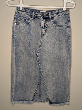 Seed heritage Light Acid Wash Edgy Stretch Denim Pencil Skirt Size US 4